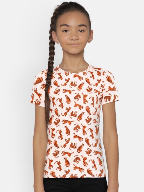 

Fame Forever by Lifestyle Girls Pink & Brown Printed Round Neck T-shirt