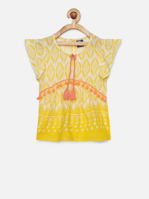 

Fame Forever by Lifestyle Girls Yellow & White Printed Top
