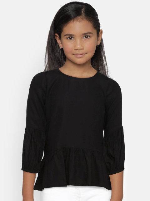 

Bossini Girls Black Solid Peplum Top