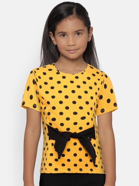

Fame Forever by Lifestyle Girls Yellow & Black Printed Round Neck T-shirt