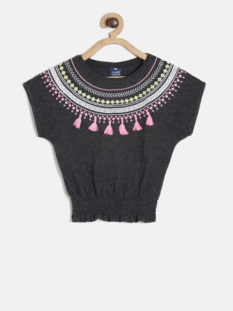 

Fame Forever by Lifestyle Girls Charcoal Grey Boxy Top