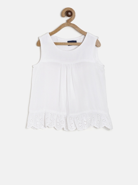

Juniors by Lifestyle Girls White Solid Empire Top