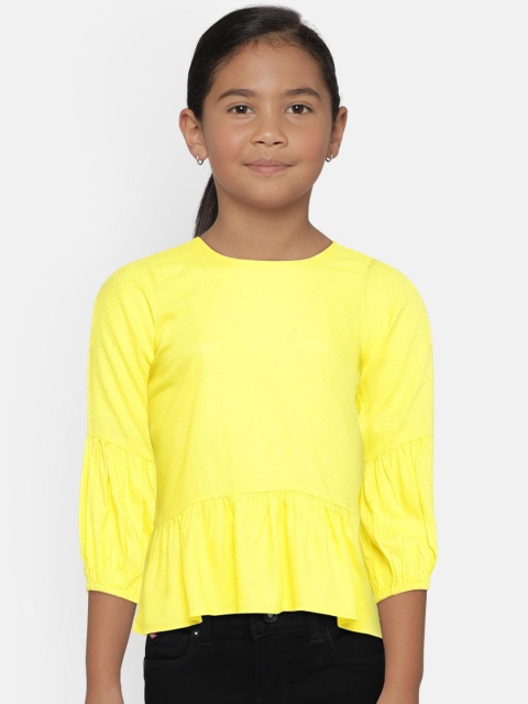 

Bossini Girls Yellow Self Design Peplum Top