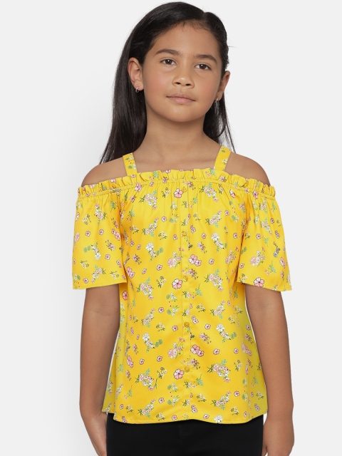 

Fame Forever by Lifestyle Girls Yellow Printed A-Line Top
