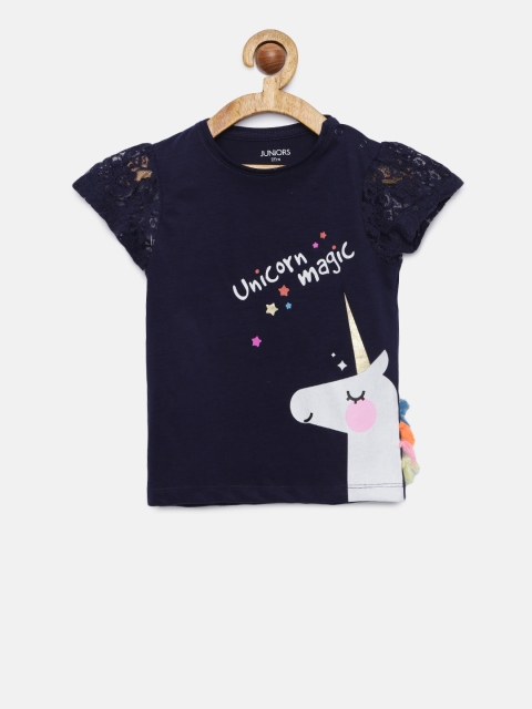 

Juniors by Lifestyle Girls Navy Blue Printed Top