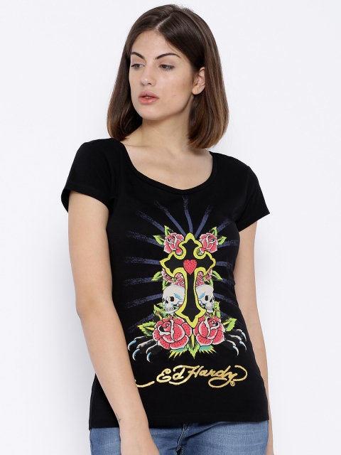 

Ed Hardy Black Printed Top
