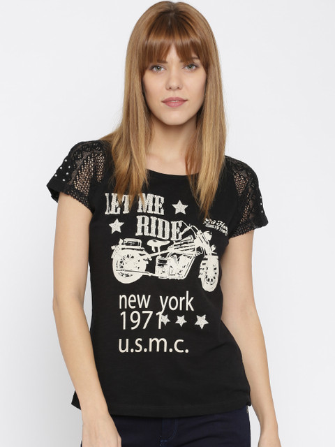 

Ed Hardy Black Printed Top