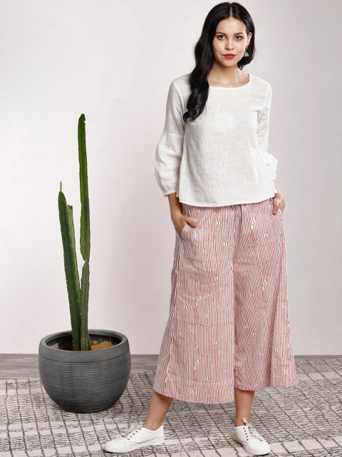 

Sangria Women Red & White Regular Fit Printed Culottes