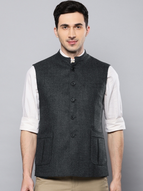 

Louis Philippe Men Grey Woollen Self Design Regular Fit Nehru Jacket