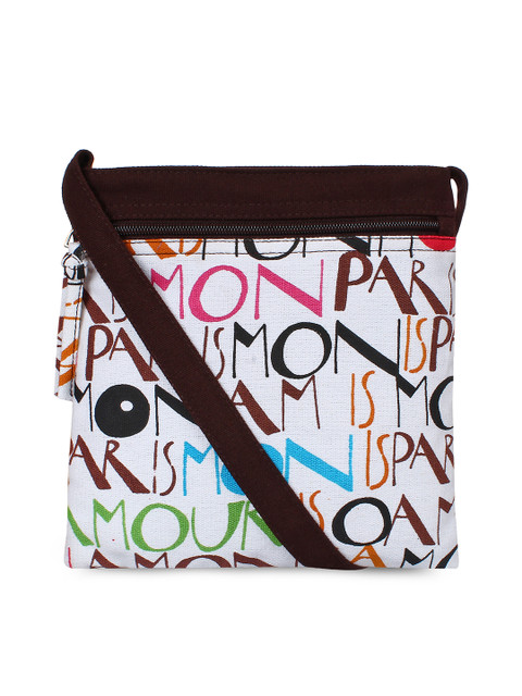 

Anekaant Brown & White Printed Sling Bag