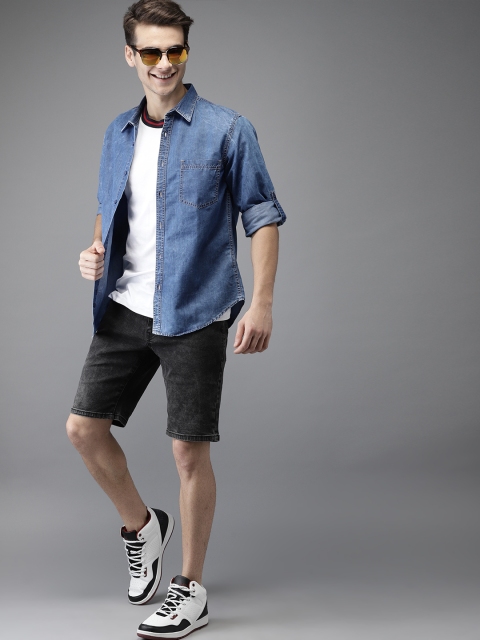 

HERE&NOW Men Blue Regular Fit Faded Chambray Casual Shirt