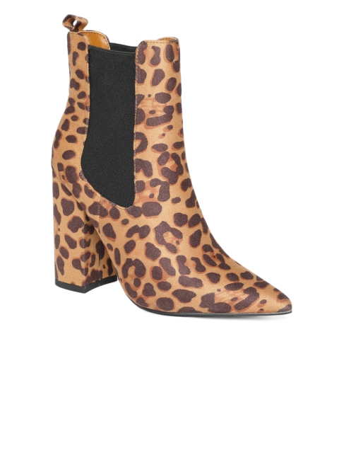 

FOREVER 21 Women Brown Printed Heeled Boots