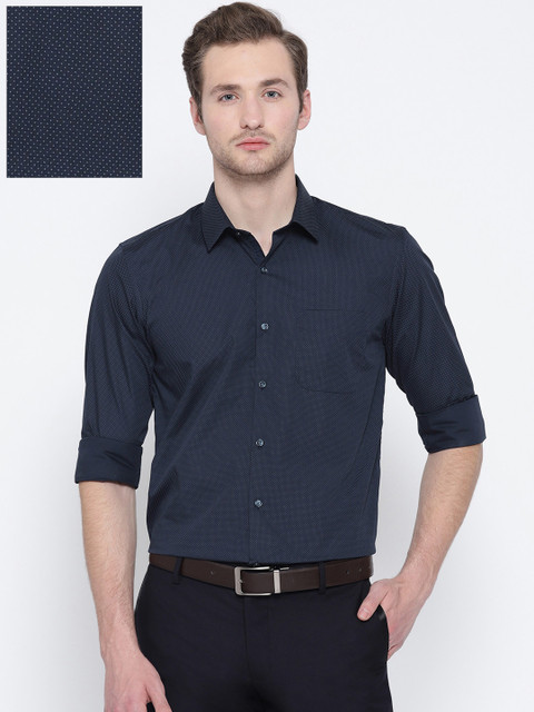 

Peter England Men Navy Blue Slim Fit Printed Formal Shirt