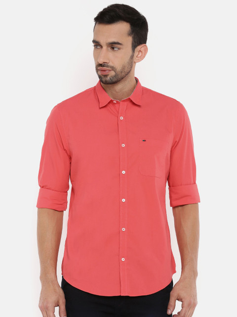 

Peter England Casuals Men Pink Super Slim Fit Solid Casual Shirt
