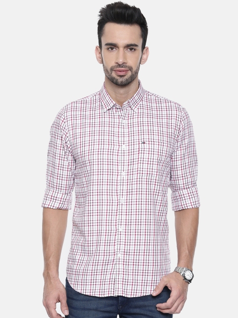 

Peter England Casuals Men White & Red Slim Fit Checked Casual Shirt