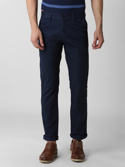 

Peter England Casuals Men Blue Slim Fit Solid Regular Trousers