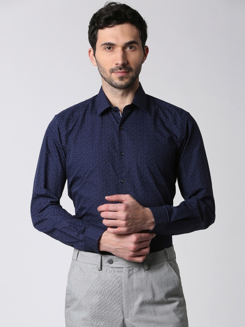

Peter England Men Navy Blue Regular Fit Self Design Formal Shirt