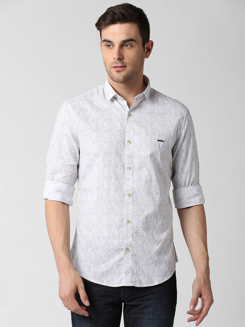 

Peter England Casuals Men White Slim Fit Printed Casual Shirt