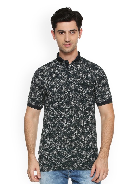 

Peter England Men Black Printed Polo Collar T-shirt