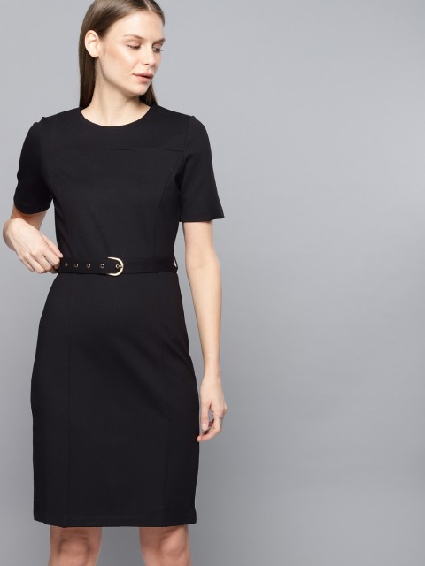

Chemistry Women Black Solid Sheath Dress