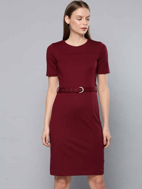 

Chemistry Women Burgundy Solid Sheath Dress