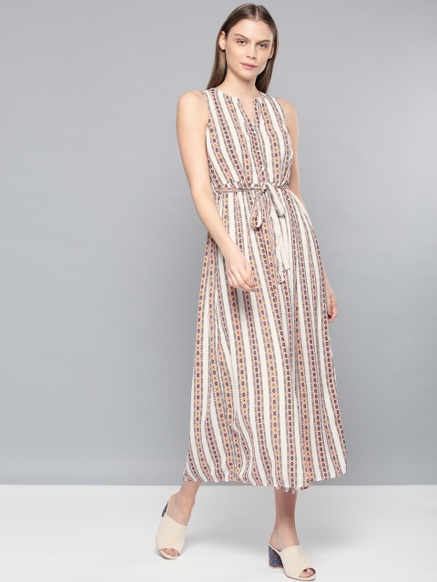 

Chemistry Women White & Pink Printed Maxi Dress