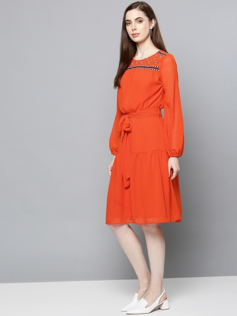 

Chemistry Women Orange Solid A-Line Dress