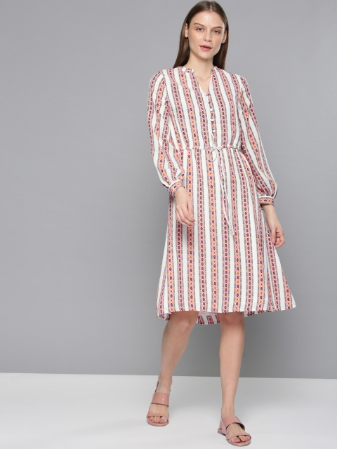 

Chemistry Women White & Pink Printed A-Line Dress