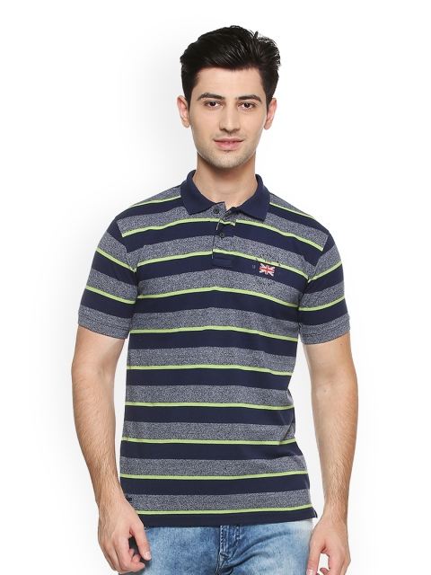 

Peter England Casuals Men Black & Grey Striped Polo Collar T-shirt