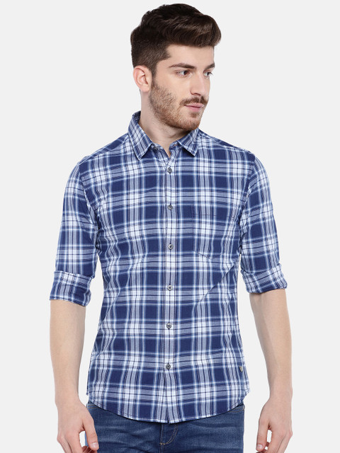 

SPYKAR Men Blue Slim Fit Checked Casual Shirt