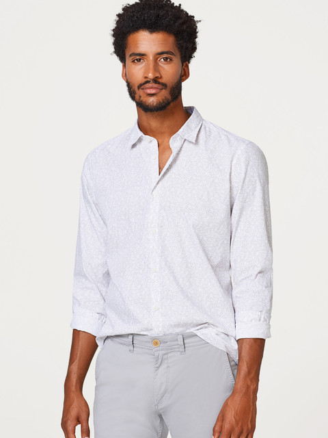

ESPRIT Men White & Grey Slim Fit Printed Casual Shirt