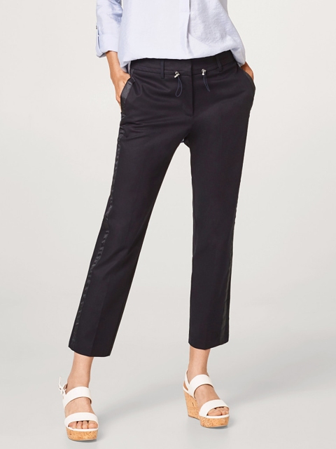 

ESPRIT Women Navy Blue Regular Fit Solid Cropped Trousers
