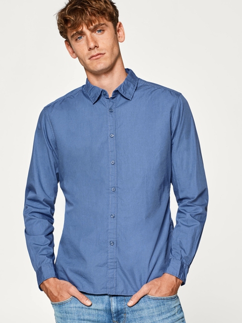 

ESPRIT Men Blue Slim Fit Solid Casual Shirt