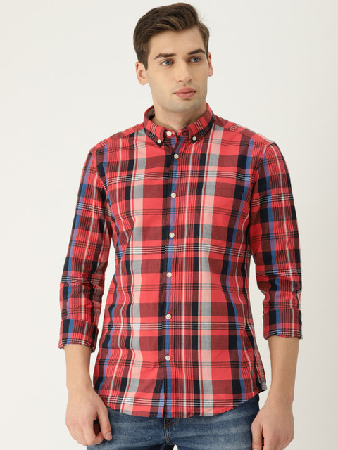 

ESPRIT Men Red & Blue Regular Fit Checked Casual Shirt