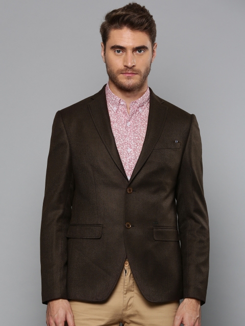 

Blackberrys Men Brown Slim Fit Single-Breasted Smart Casual Blazer