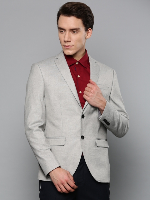 

Blackberrys Men Grey Solid Slim Fit Single-Breasted Smart Casual Blazer