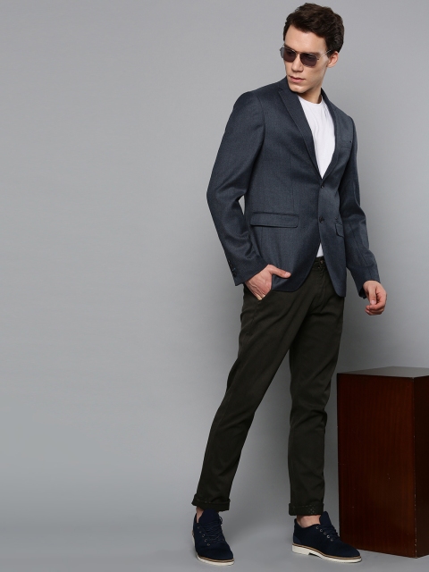 

Blackberrys Men Navy Blue Solid Single-Breasted Slim Fit Smart Casual Blazer