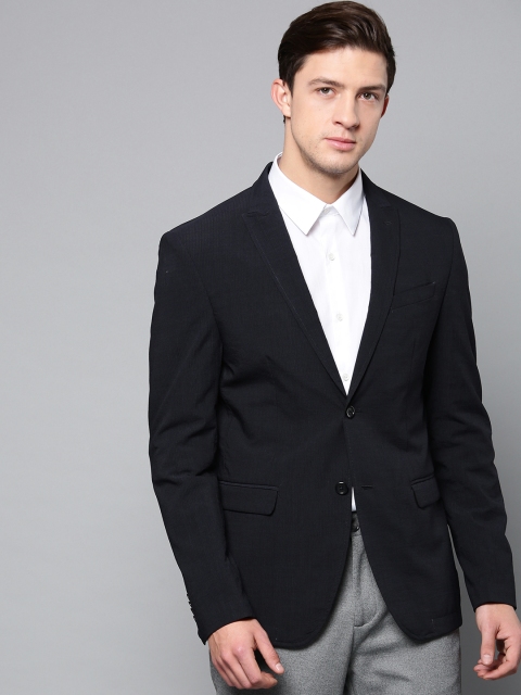 

Blackberrys Men Navy Blue Solid Single-Breasted Slim Fit Formal Blazer