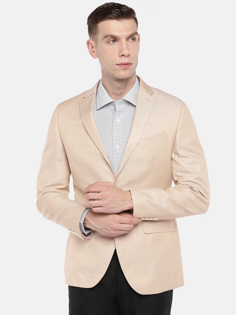 

Blackberrys Men Beige Solid Slim Fit Single-Breasted Smart Casual Blazer