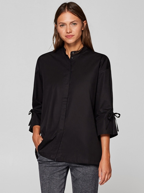 

ESPRIT Women Black Regular Fit Solid Casual Shirt