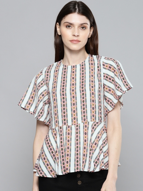 

Chemistry Women Off-White Printed Peplum Top