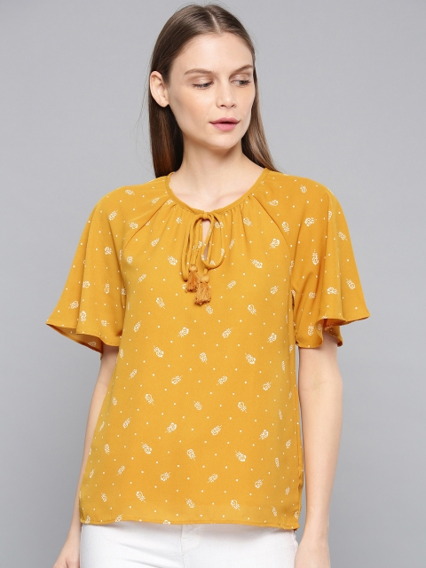 

Chemistry Women Mustard Yellow Printed Top