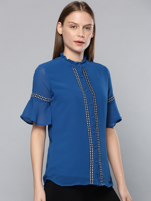 

Chemistry Women Blue Embroidered Top