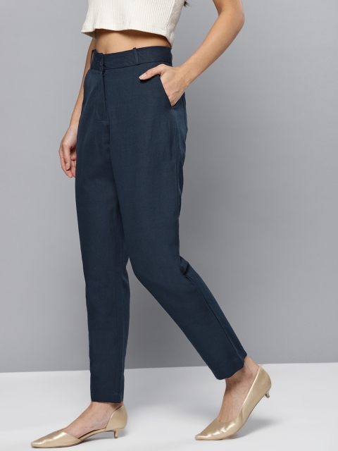 

Chemistry Women Navy Blue Regular Fit Solid Trousers