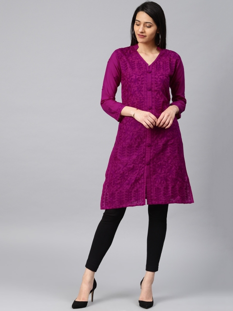 

Saadgi Purple Chikan Kari Embroidered Kurta