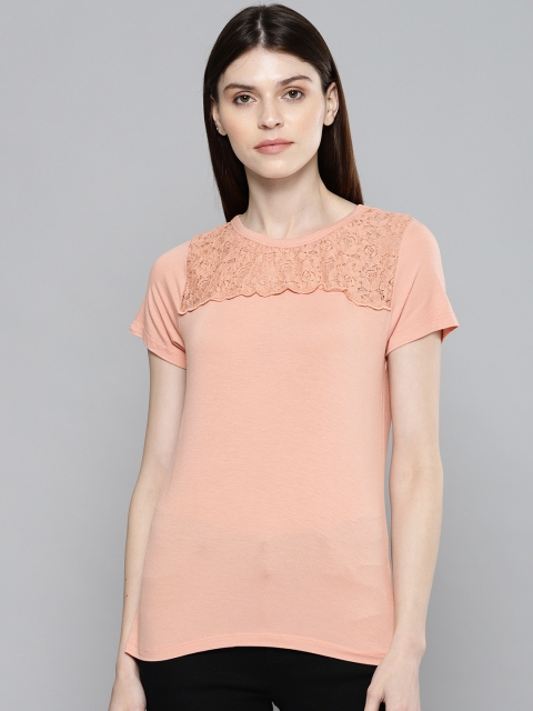 

Chemistry Women Peach-Coloured Solid Top