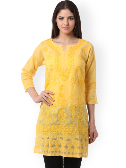 

Saadgi Yellow Chikankari Embroidered Kurta