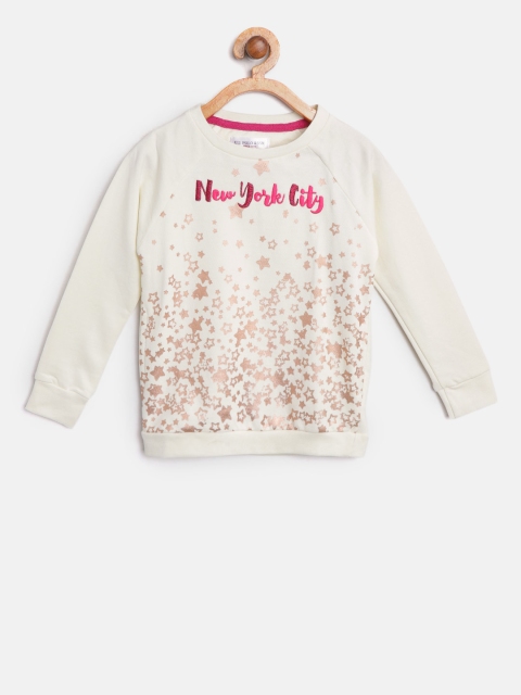 

U.S. Polo Assn. Kids Girls Off-White Printed Sweatshirt