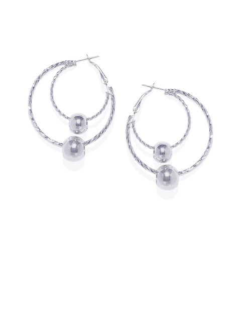 

ChicMela Silver-Toned Circular Hoop Earrings