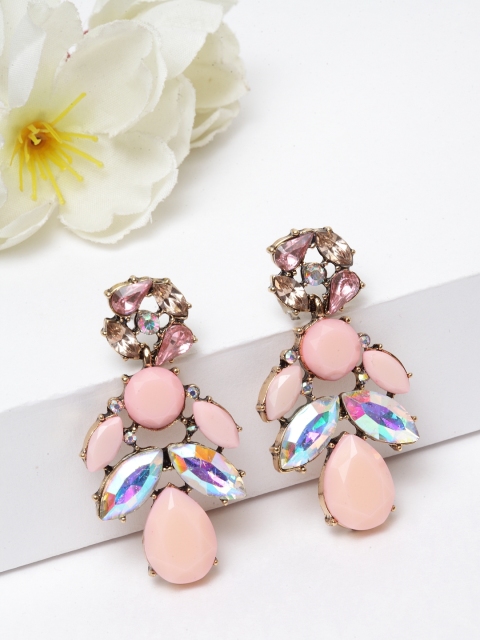 

AVANT-GARDE PARIS Peach-Coloured Gold-Plated Floral Drop Earrings
